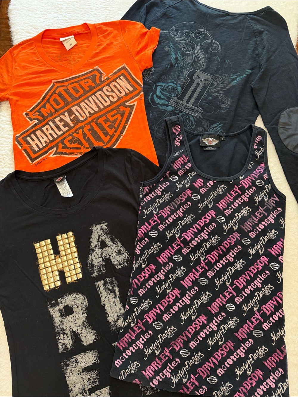 Lot of 4 Harley-Davidson Tops - Small